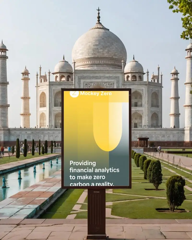 Outdoor Billboard Mockup In Tourist Spot Near Iconic Indian Monument Promotion