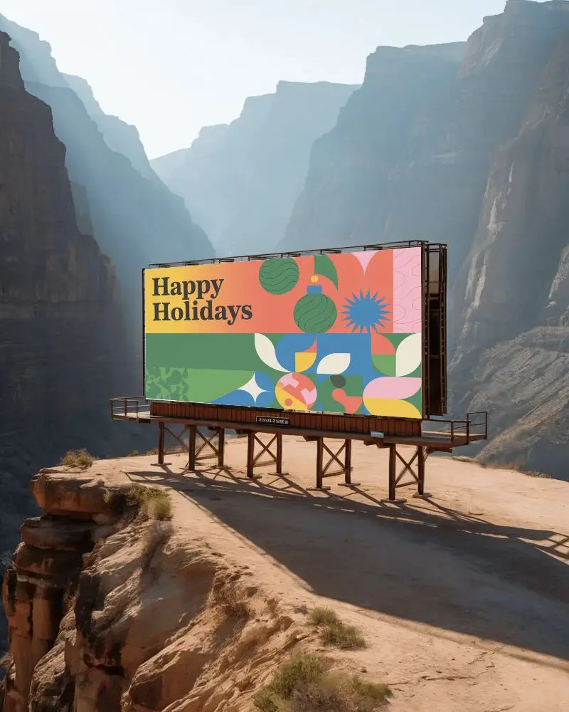 Large Outdoor Billboard Mockup On Desert Cliff High Visibility Marketing Display