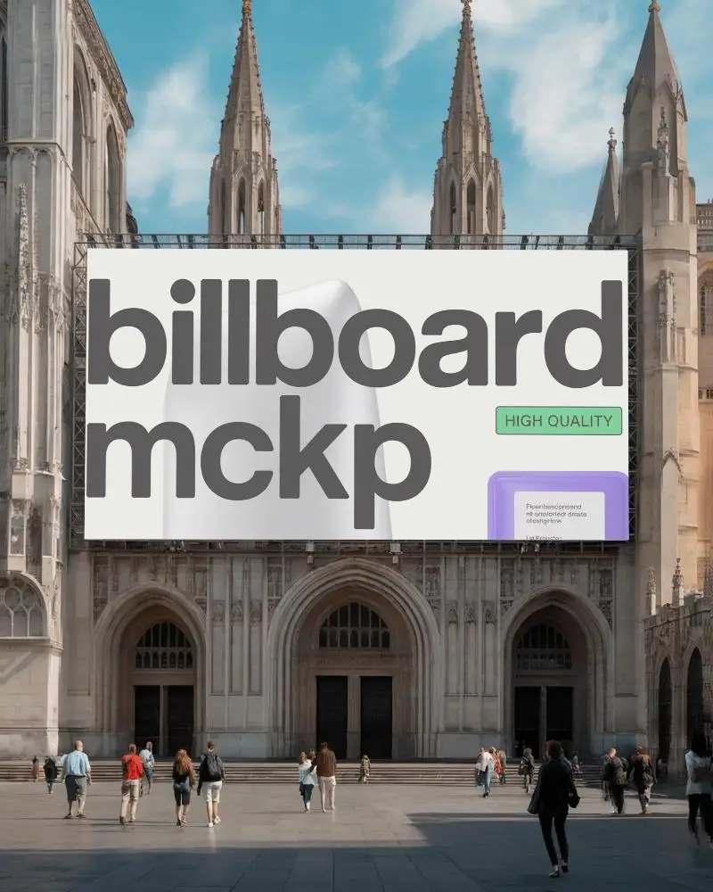 Cathedral Billboard Mockup Outdoor Advertising Urban Public Space Display