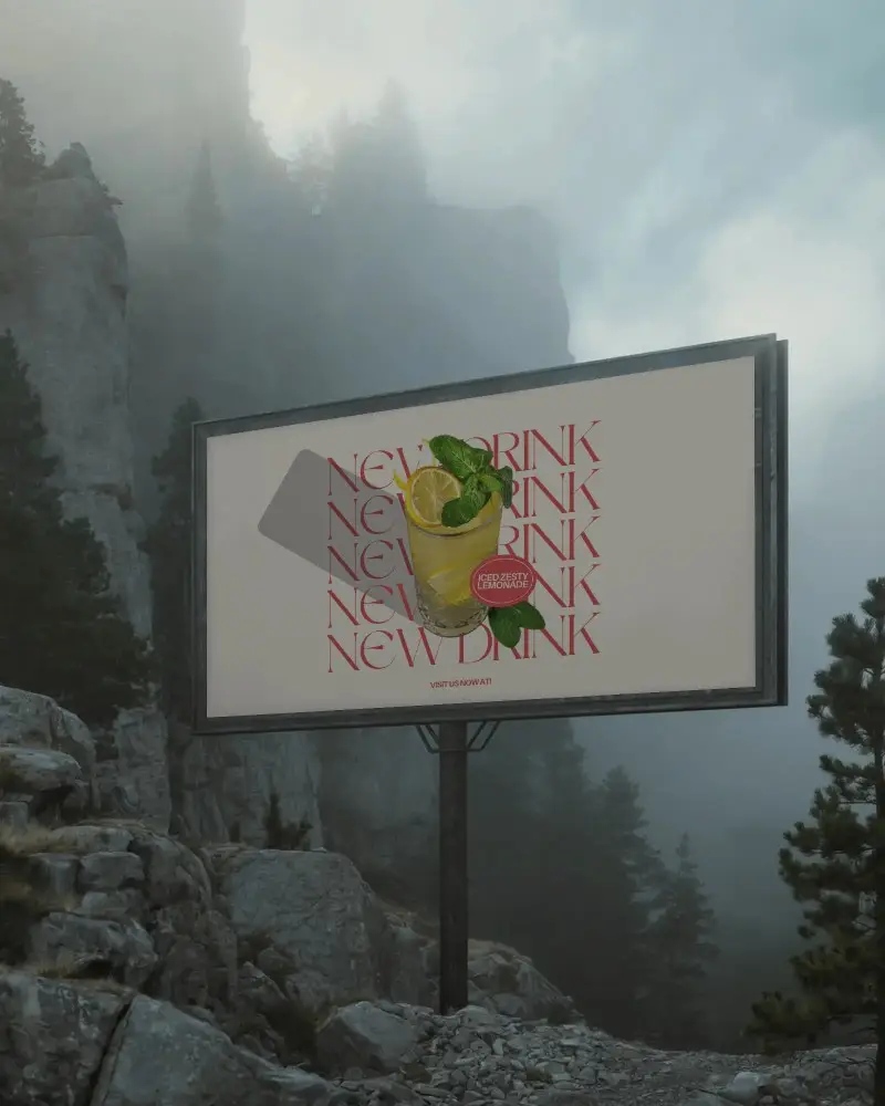Blank Billboard Mockup In Remote Mountain Landscape For Advertisement Presentations