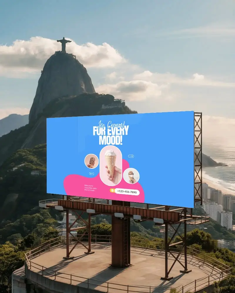 Blank Billboard Mockup Outdoor Mountain Top Advertisement Space Scenic Landscape View