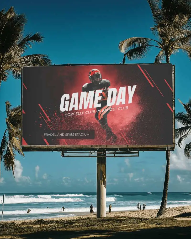 Palm Tree Surrounded Property Billboard Mockup Advertising Luxury Homes