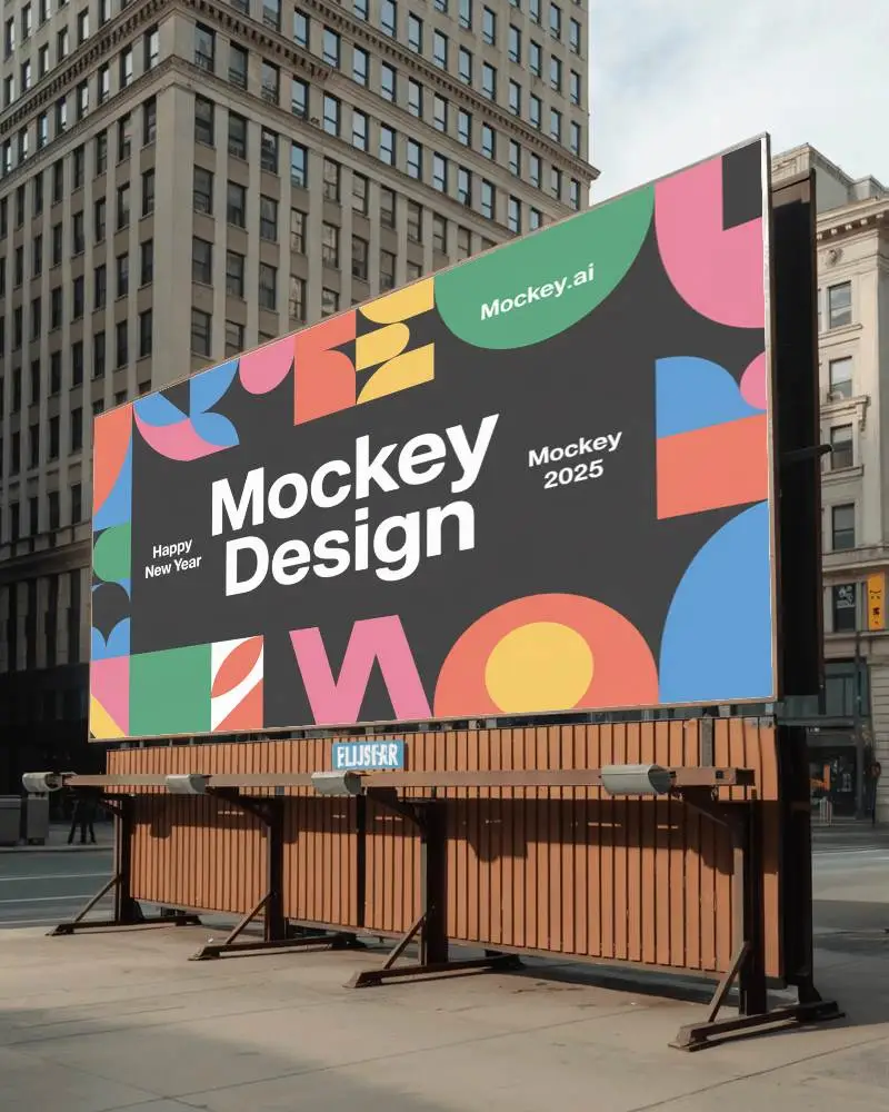 Outdoor Large Blank Billboard Mockup In Busy City Environment For Advertising