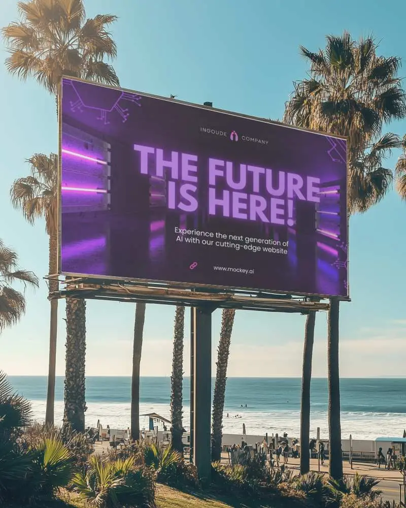 Ocean Front Billboard Mockup Presenting An Urgent Sales Pitch