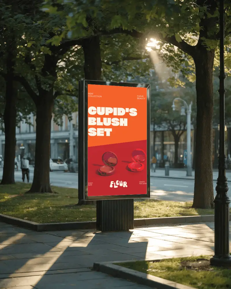 Sunlit Park Vertical Billboard Mockup Among Trees Natural Light Perfect For Outdoor Branding