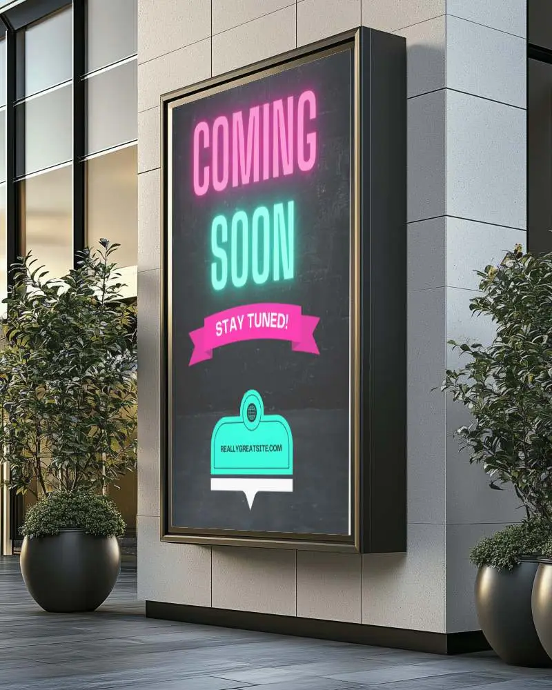 Corporate Lobby Billboard Mockup Professional Male Portrait Modern Office Interior