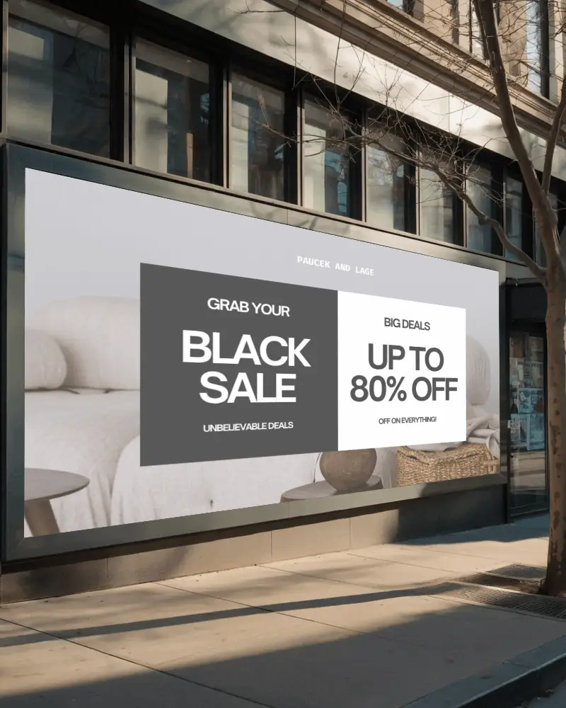 Downtown Building Wide Billboard Mockup Horizontal Clean Frame For Street Advertising