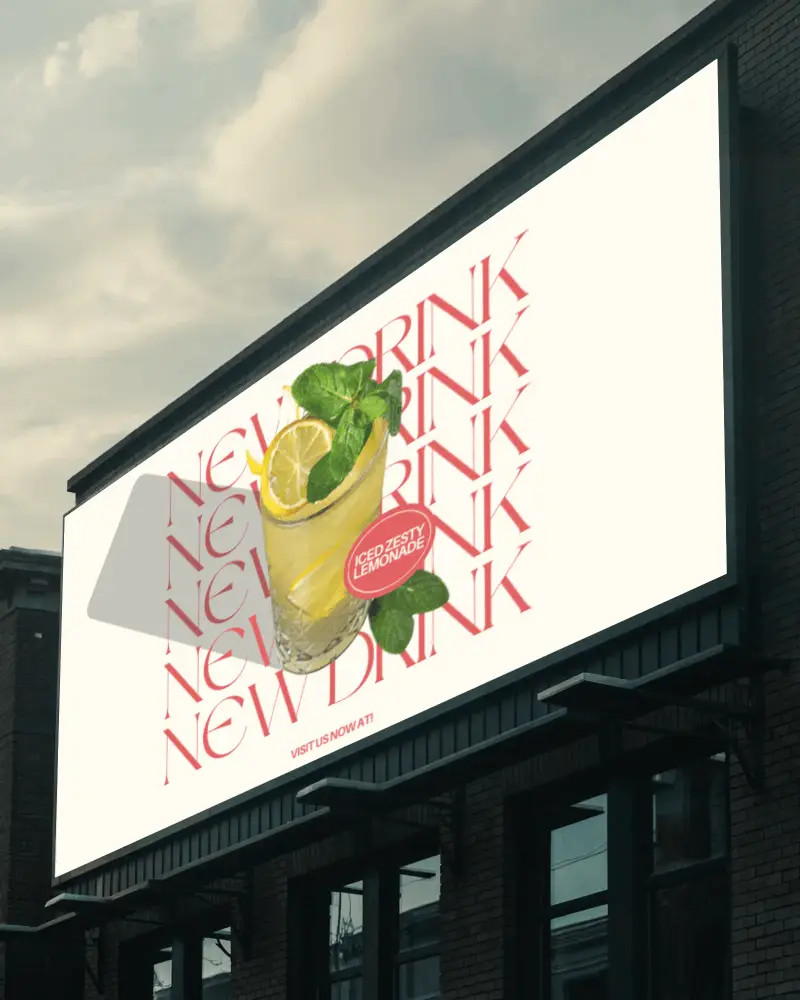 Urban Rooftop Wide Billboard Mockup Soft Evening Light Minimal Display For Brand Campaigns