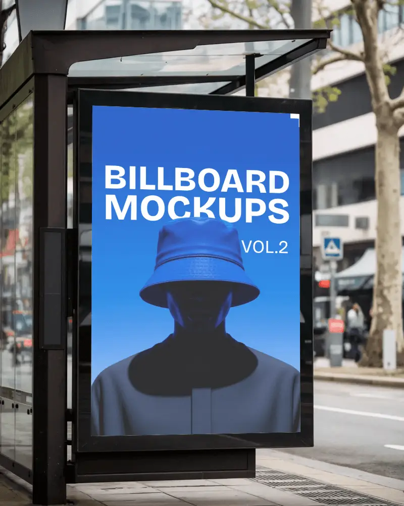 Bus Shelter Vertical Billboard Mockup Clean Street Display For Modern Outdoor Ads