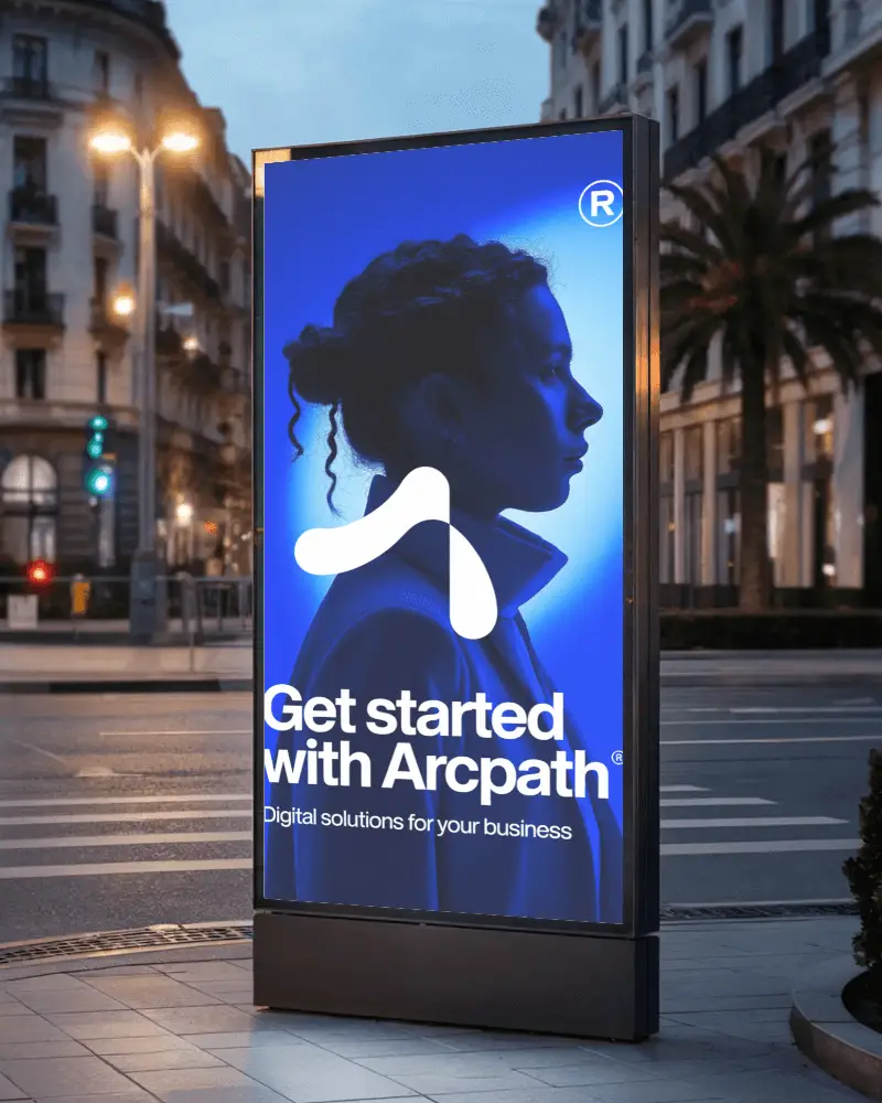Evening City Billboard Mockup Glowing Vertical Display On Urban Street Perfect For Brand Ads