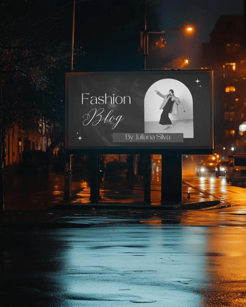 City Street Night Billboard Mockup Your Design Here Illuminated Ad Space