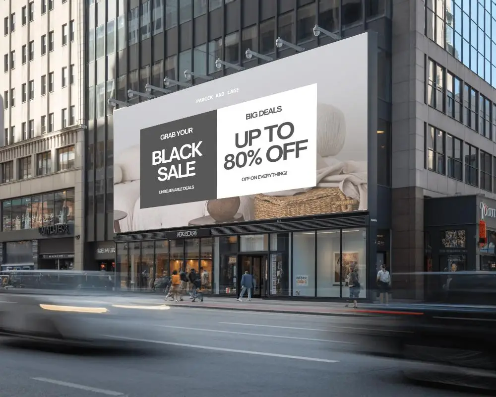 Urban Billboard Mockup Empty Giant Ad Space Cityscape Modern Buildings High Visibility