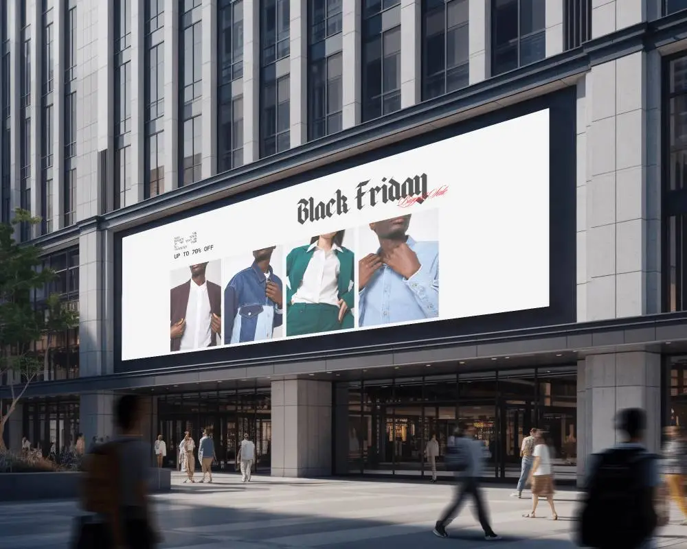 Urban Large Billboard Display Outdoor Advertising Mockup Modern Building Ad Space