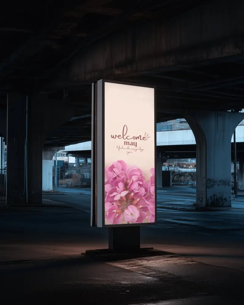 Under Highway Billboard Mockup Your Design Here Lit Ad Underpass View