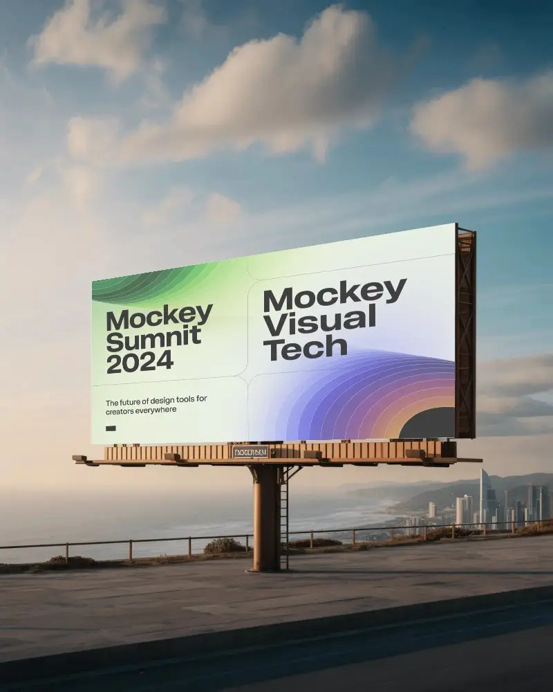 Blank Billboard Mockup Outdoor Highway Cityscape Backdrop Advertising Space