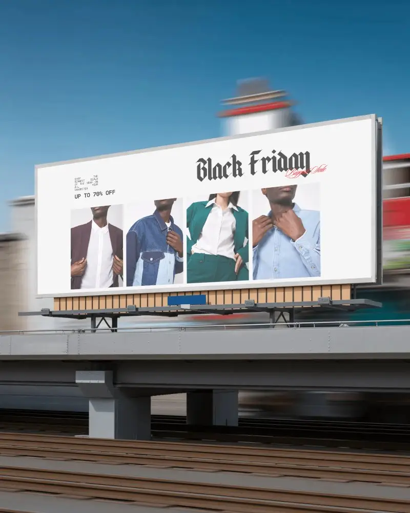 Large Blank Billboard Mockup On Overpass For Advertising Outdoor Promotion And Marketing Space