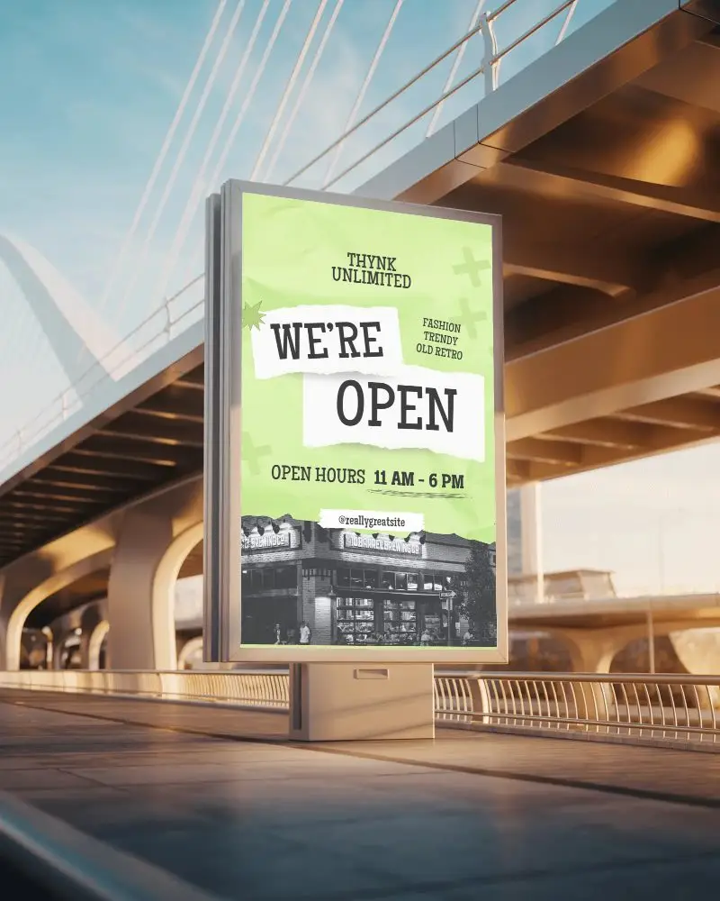 Urban Outdoor Billboard Mockup Blank Advertisement Space Modern Cityscape Background