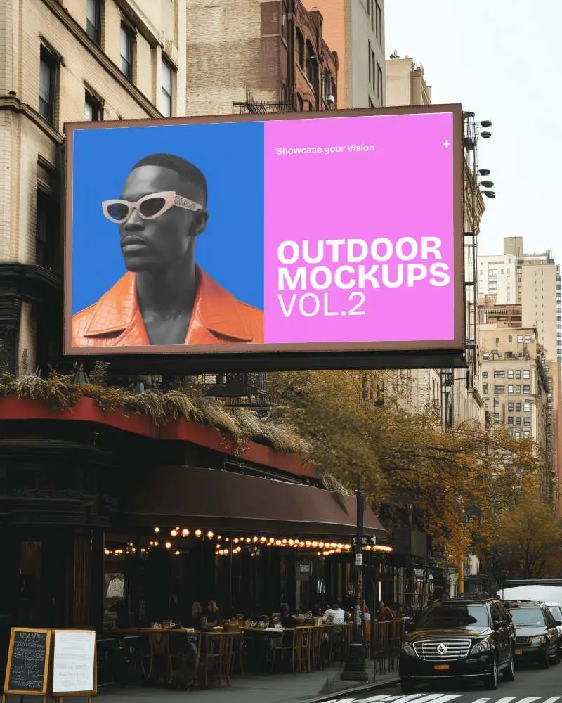Urban Street Corner Billboard Mockup Present Your Design In A Busy City Scape