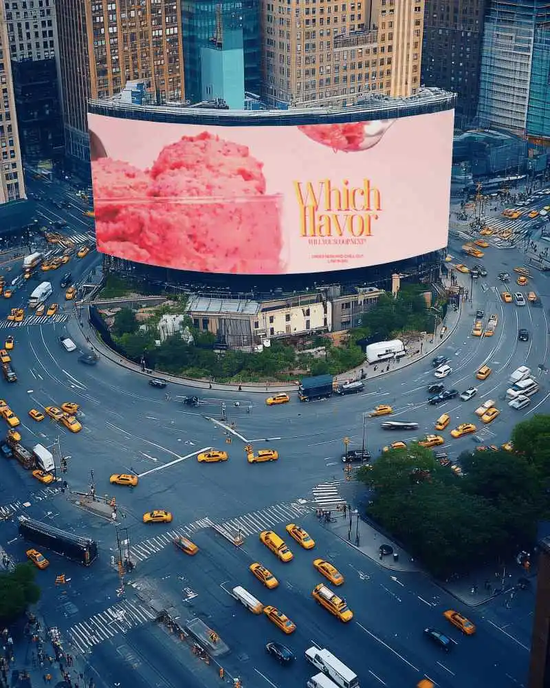 Urban Skyline Billboard Mockup Present Your Ad On A Giant City Center Display