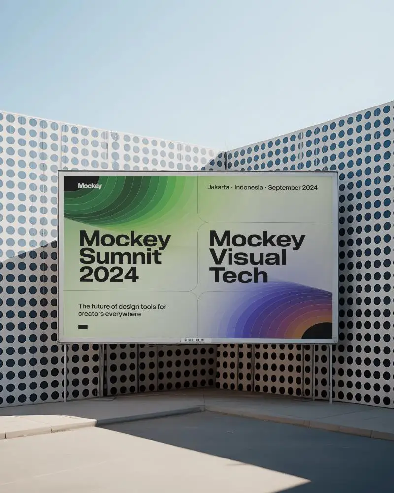 Premium Outdoor Billboard Mockup With Dotted Background For Advertising Display Design