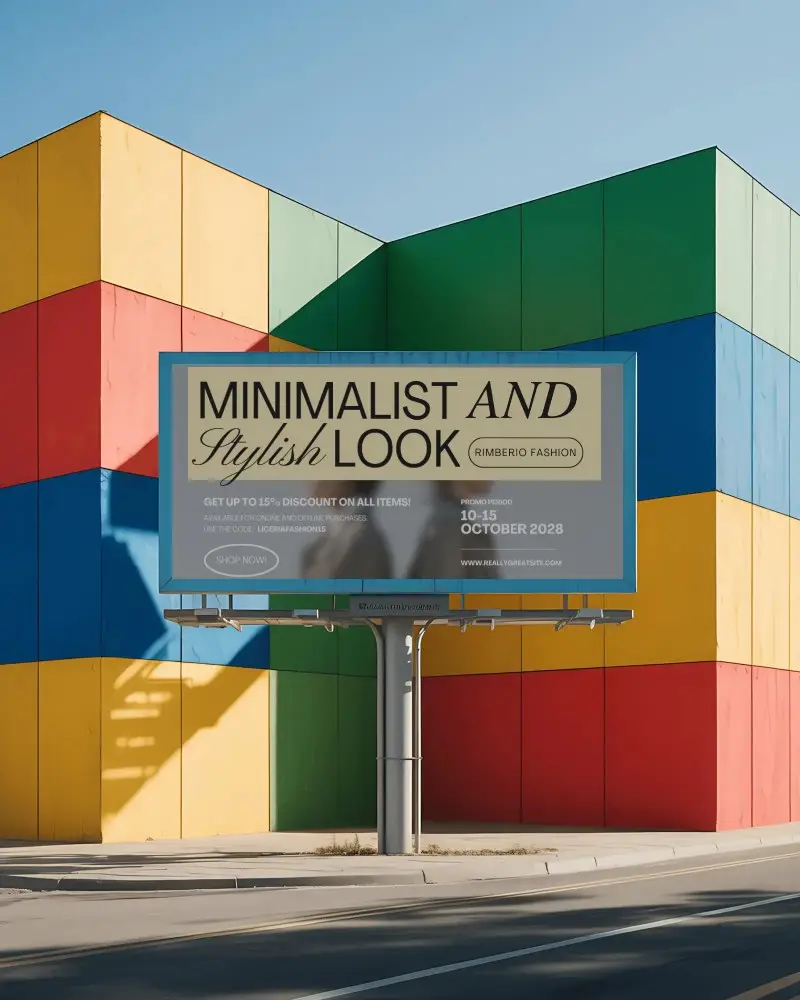 Commercial Billboard Mockup With Spacious Display Area On City Sidewalk For Marketing