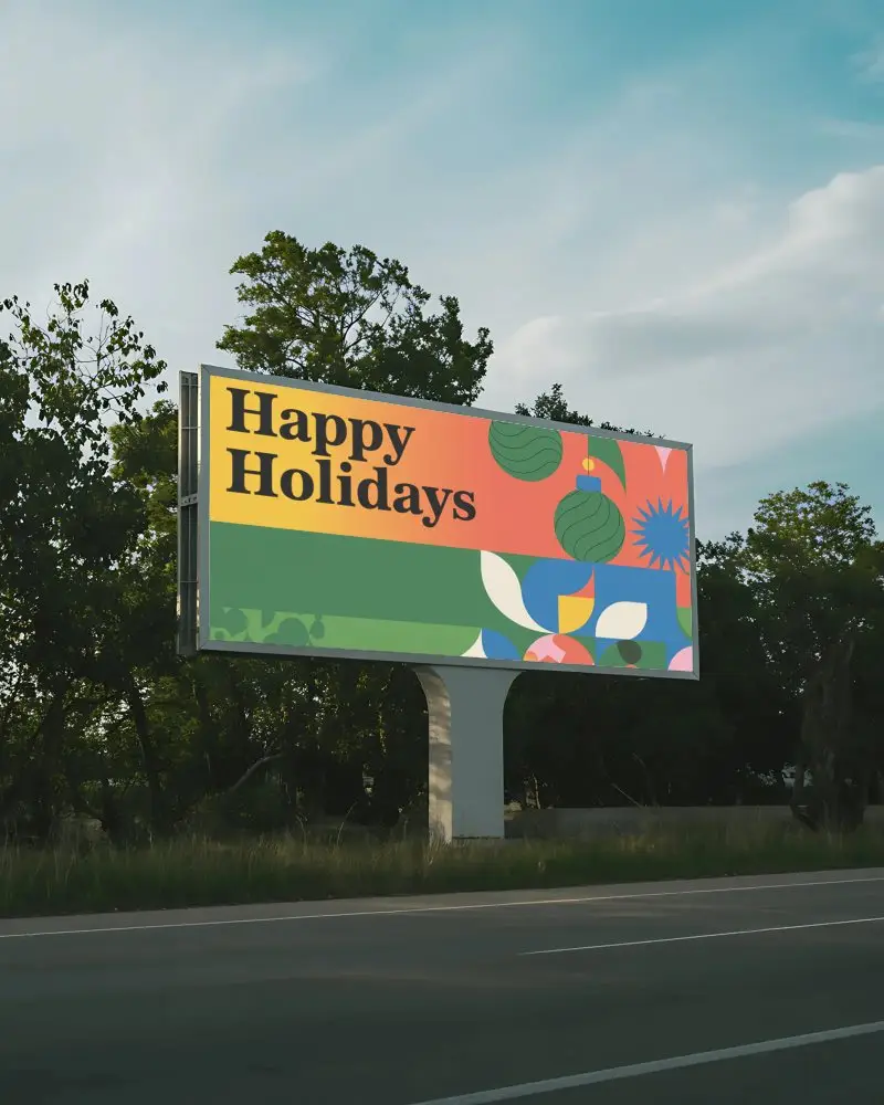 Outdoor Billboard Mockup Advertising Space On Highway With Clear Sky Background Ideal For Marketing