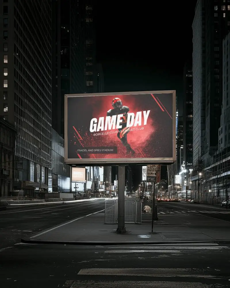 Evening Street Billboard Mockup Your Creative Space Bright On A Dark Street