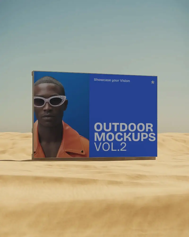 Desert Billboard Mockup Isolated Clean Advertising Mockup Sandy Landscape Outdoor Signage