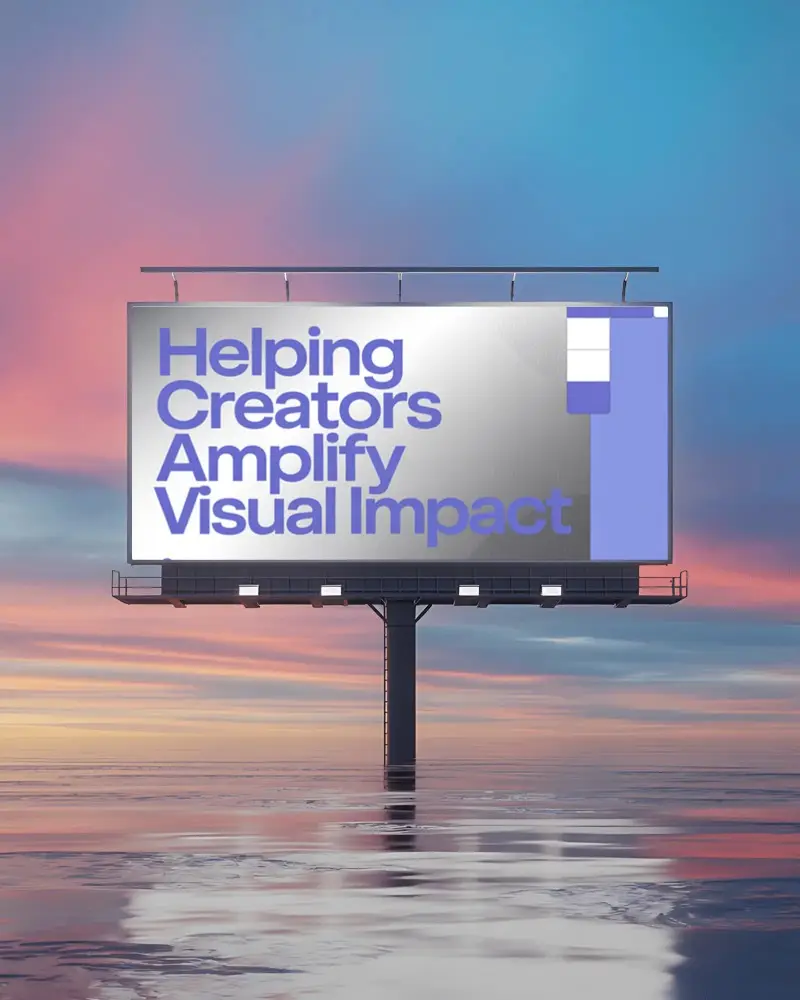 Large Rectangular Billboard Mockup Floating On Water With Sunset Background Urban Marketing