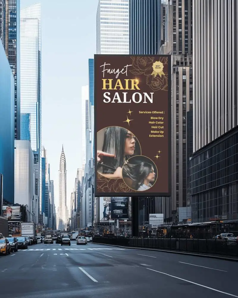 City Center Daytime Billboard Mockup Your Ad Here With Urban Skyline Background