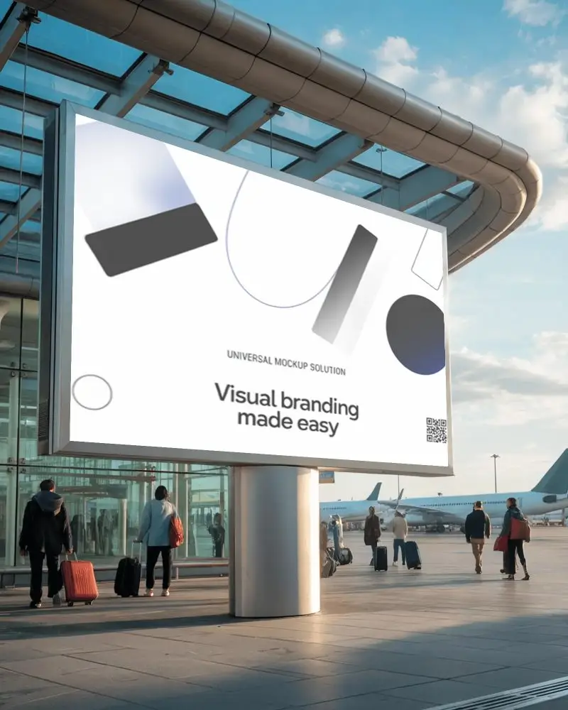 Airport Blank Billboard Mockup For Travel Ads And Promotion Displaying Large Advertisements