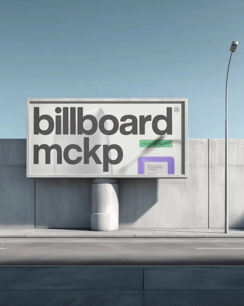 Clean Empty Urban Billboard Mockup With Concrete Background For Advertising