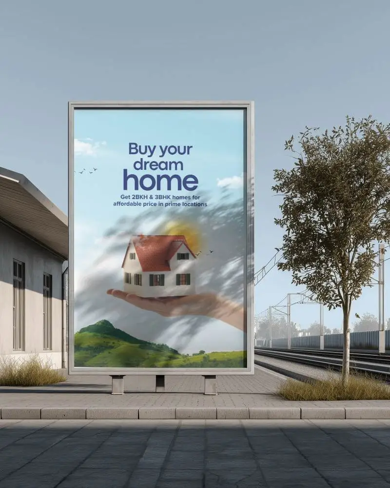 Outdoor Advertising Billboard Mockup At Train Station For Design Presentation