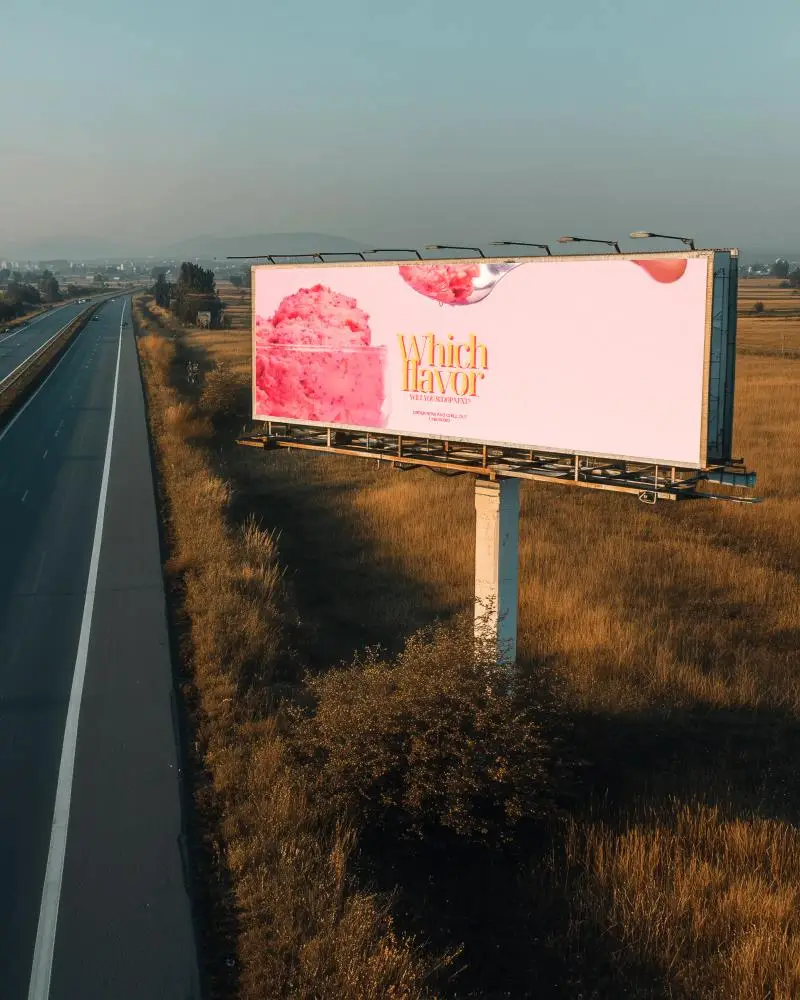 Empty Roadside Billboard Mockup Template For Highway Advertising And Marketing Campaign Promotion