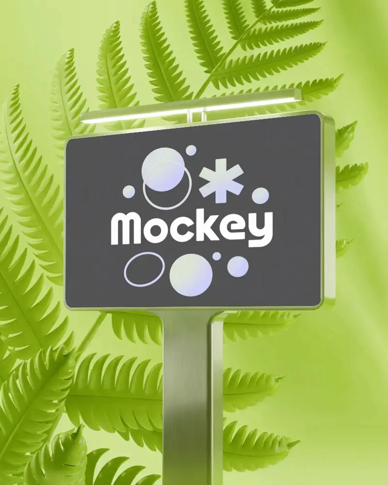 Modern Blank Billboard Mockup With Fern Leaf Design For Environment Conscious Marketing Campaigns