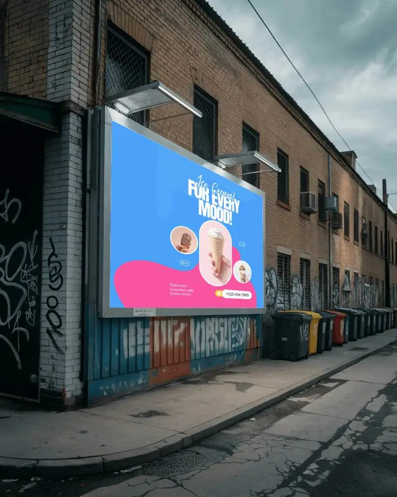 Urban Street Billboard Mockup Outdoor Advertising Blank Large Display Panel