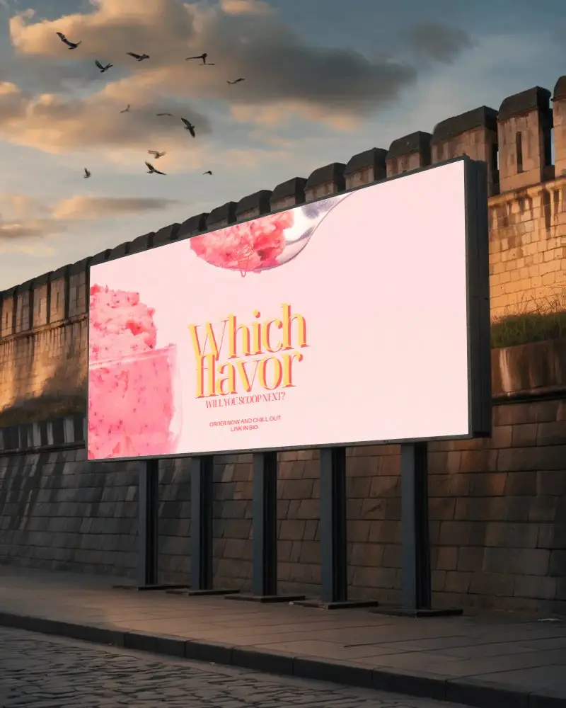 Large Blank Billboard Mockup On Street For Creative Visual Ads And Public Announcements