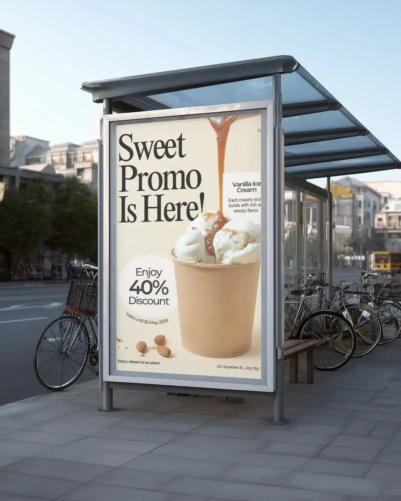 Urban Bus Stop Advertising Billboard Mockup For Street Marketing And Outdoor Promotions 0556