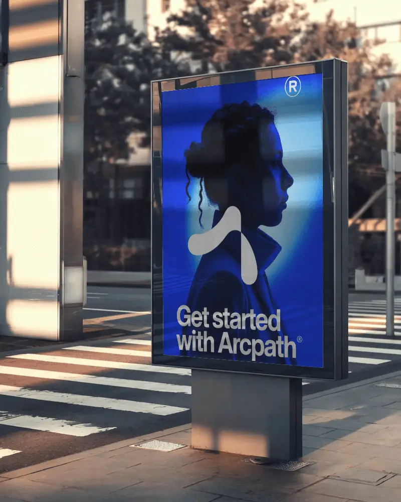 Modern Crosswalk Billboard Mockup In Cityscape With Sunset Shadows And Urban Elegance