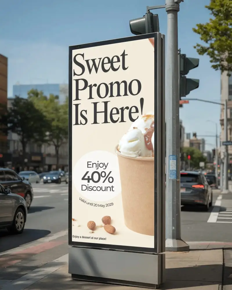 Street Side Advertising Billboard Mockup Urban Cityscape High Traffic Roadside Promotion