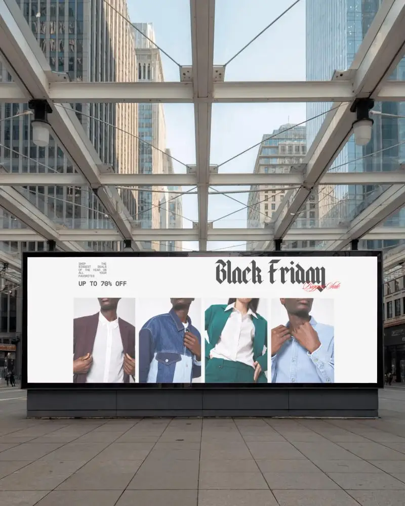 Empty Large Urban Billboard For Advertisement Promotion Cityscape Glass Roof Structure