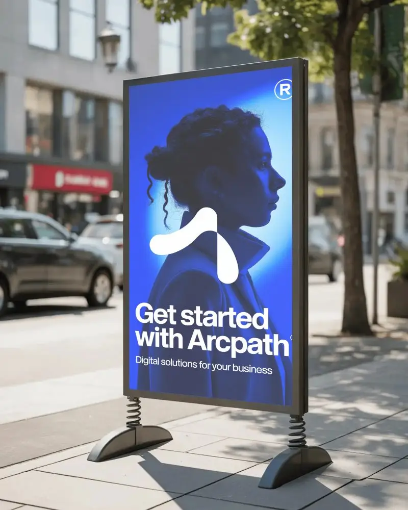 Outdoor Sidewalk Pedestrian Billboard Mockup For Marketing Campaign Promotions