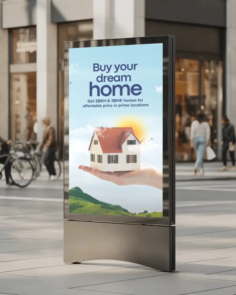 Urban Sidewalk Free Standing Billboard Mockup For Creative Marketing Campaigns