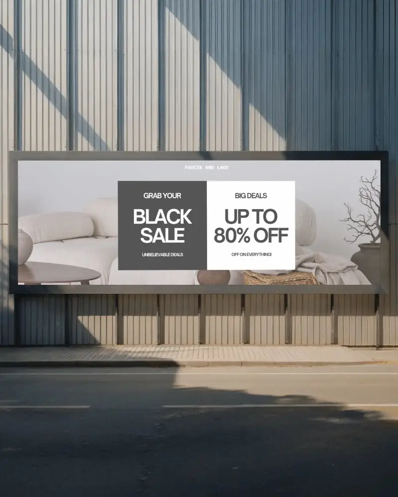 Large Empty Billboard Mockup On City Street For Promotional Marketing Display