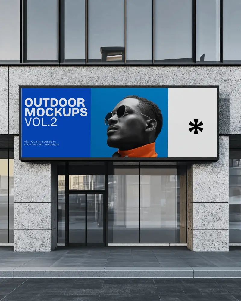 Professional Building Billboard Mockup Blank White Display Outside Commercial Property