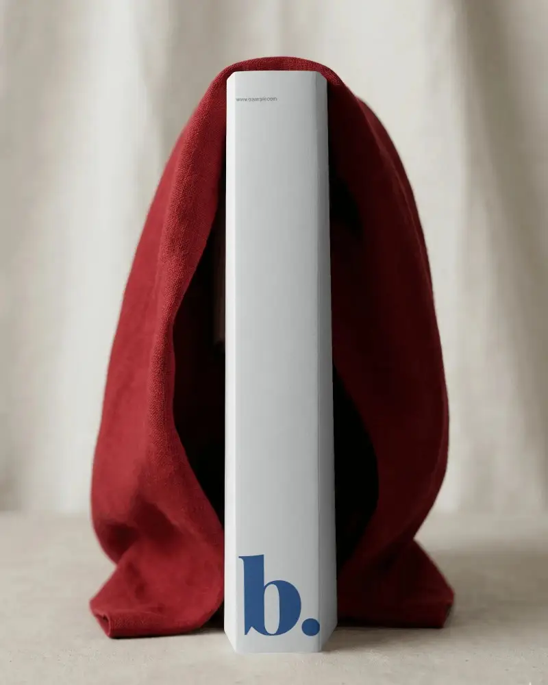 Hardcover Book Mockup With Fabric Cover Display Minimalist Flat Lay Design