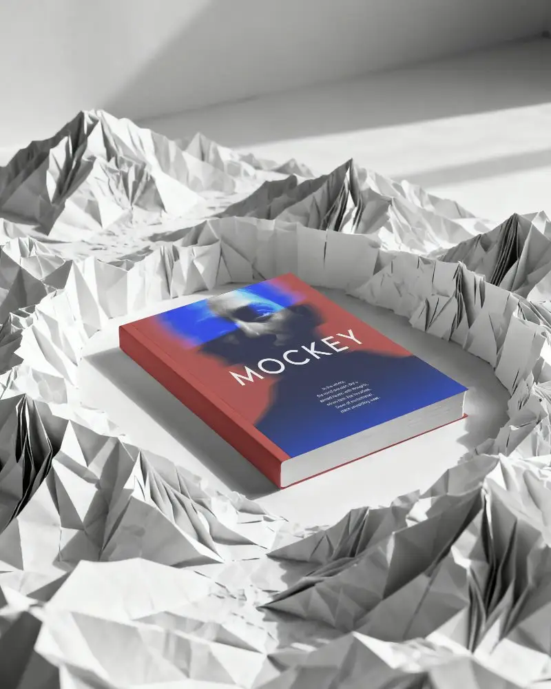 Creative Book Mockup With Paper Mountains For Graphic And Print Design Presentations