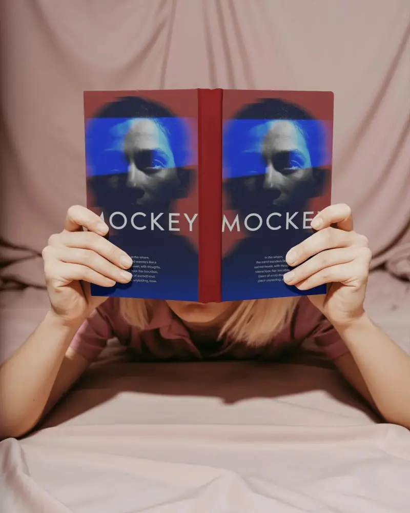 Person Holding Blank Hardcover Book Mockup For Creative Design Presentation
