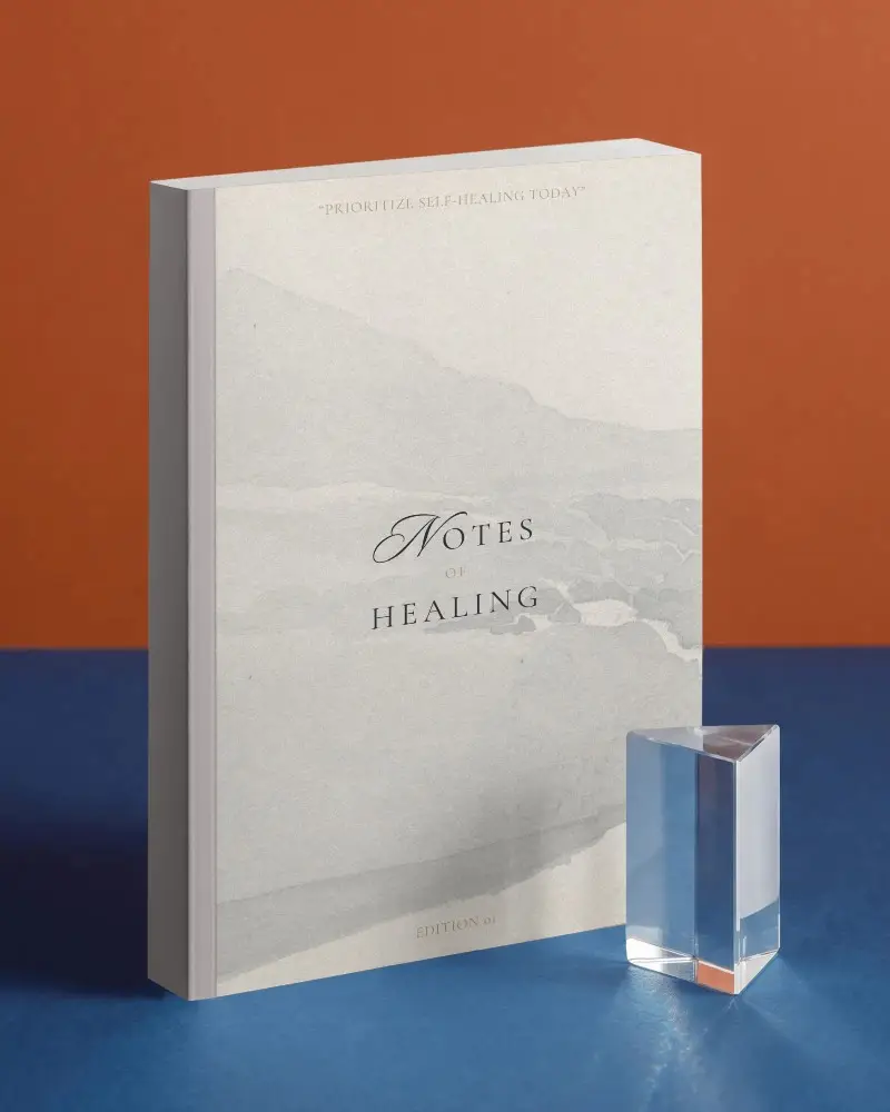Modern Book Mockup With Clear Geometric Acrylic Shape On Textured Background