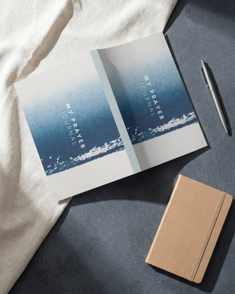 Hardcover Notebook And Blank Hardcover Book Mockup On Textured Background